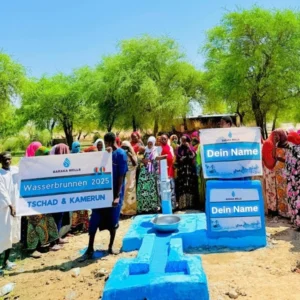 Wasserbrunnen in Afrika mit Namensschild 650.-